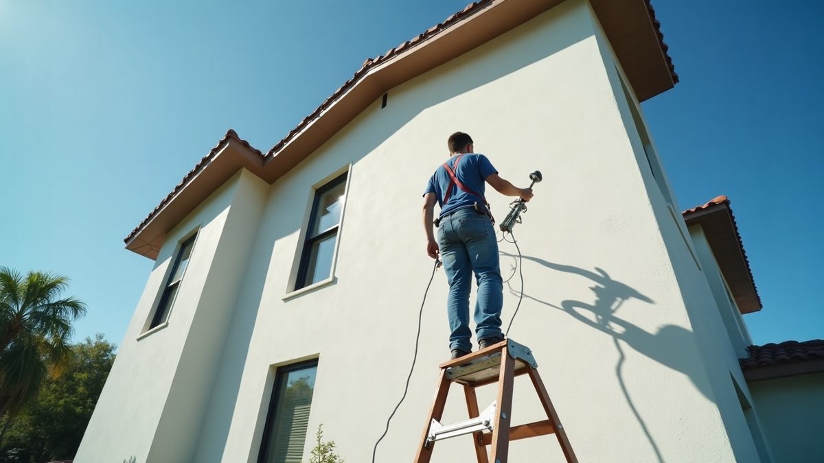 Exterior repaint of a stucco home